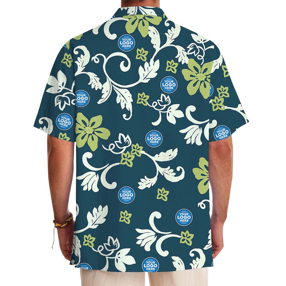 Vintage Tropical Leaf Hawaiian Shirt With Multiple Logos