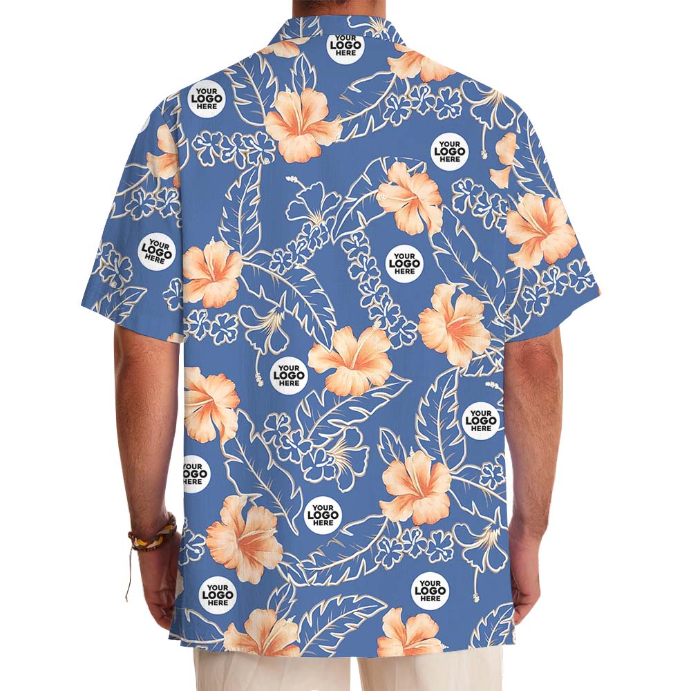 Custom 1-5 Different Logos Blue Hawaiian Shirt