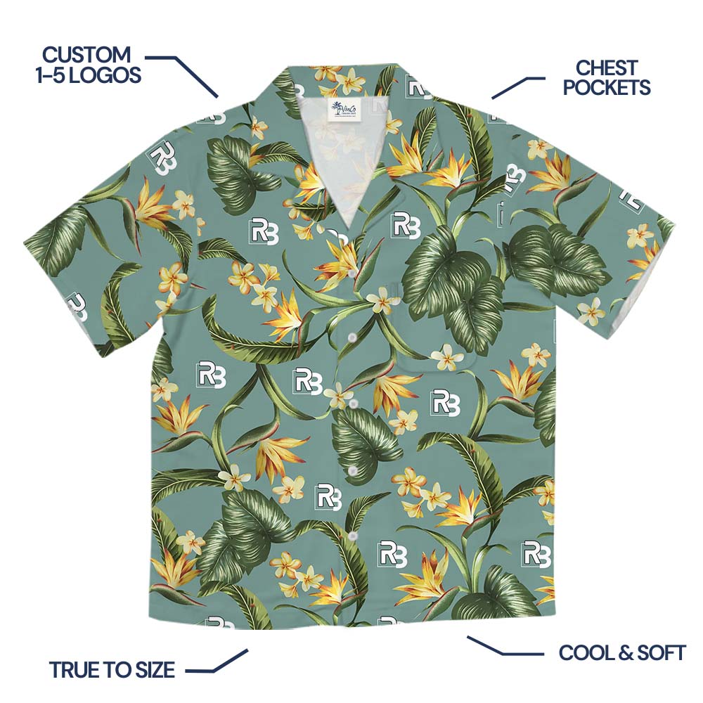 Tropical Green Hawaiian Shirt With Customized Logo