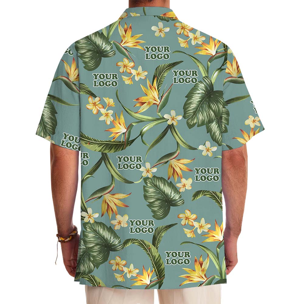 Tropical Green Hawaiian Shirt With Customized Logo