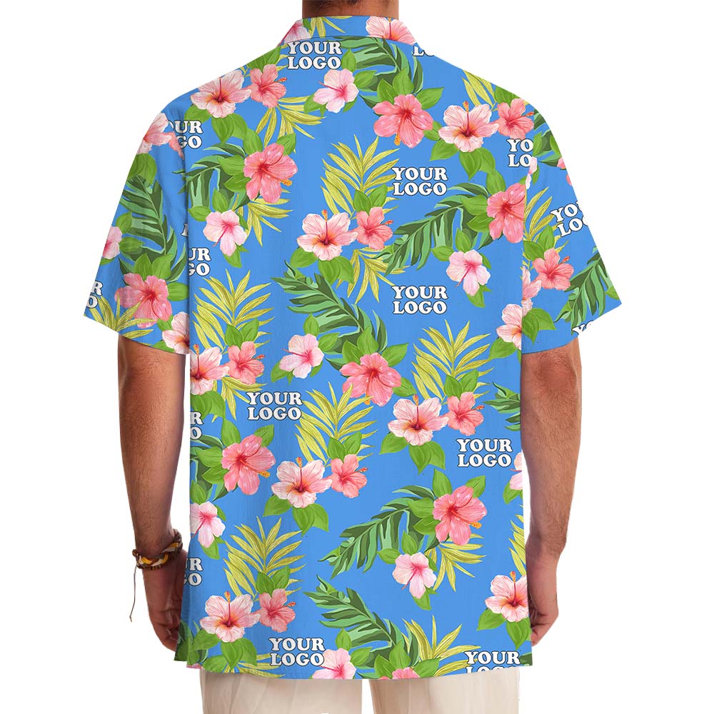 Soft Floral Hawaiian Shirt Blue With Custom Logo