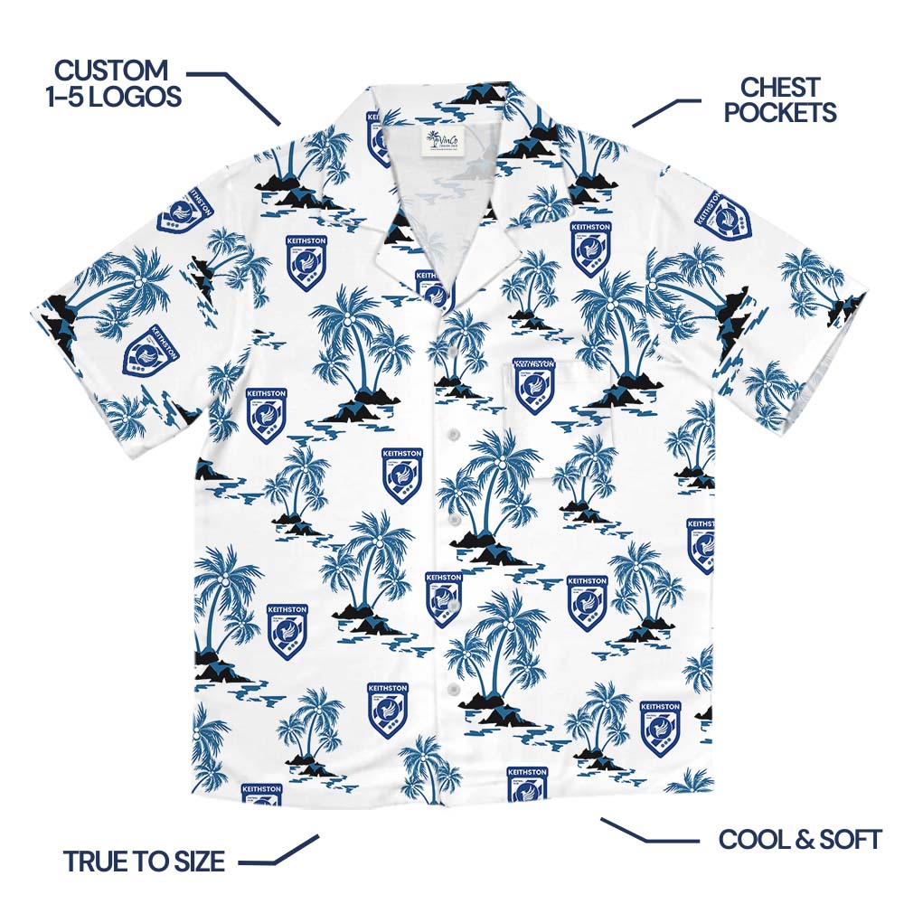 Beach Vibe White Hawaiian Shirt With Custom Logo