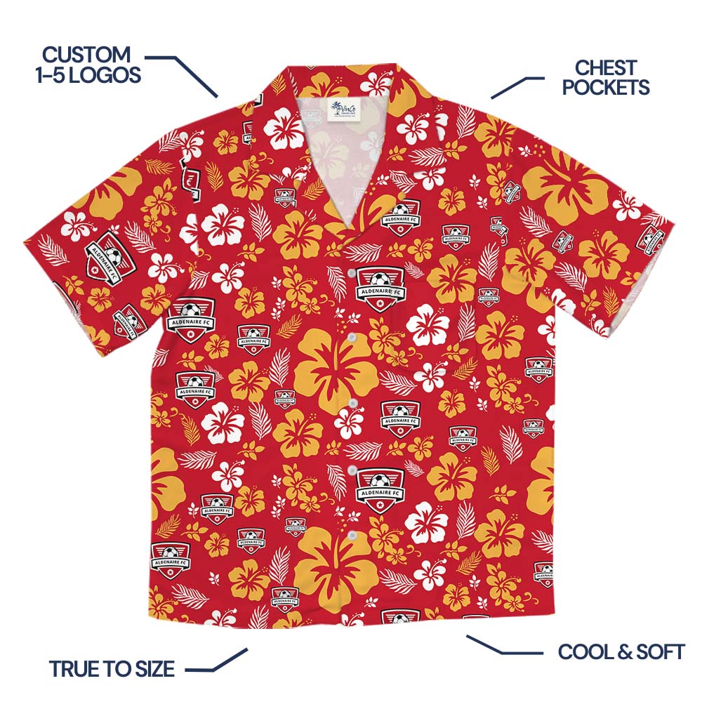 Colorful Hawaiian Button Up Shirt With Logo And Floral