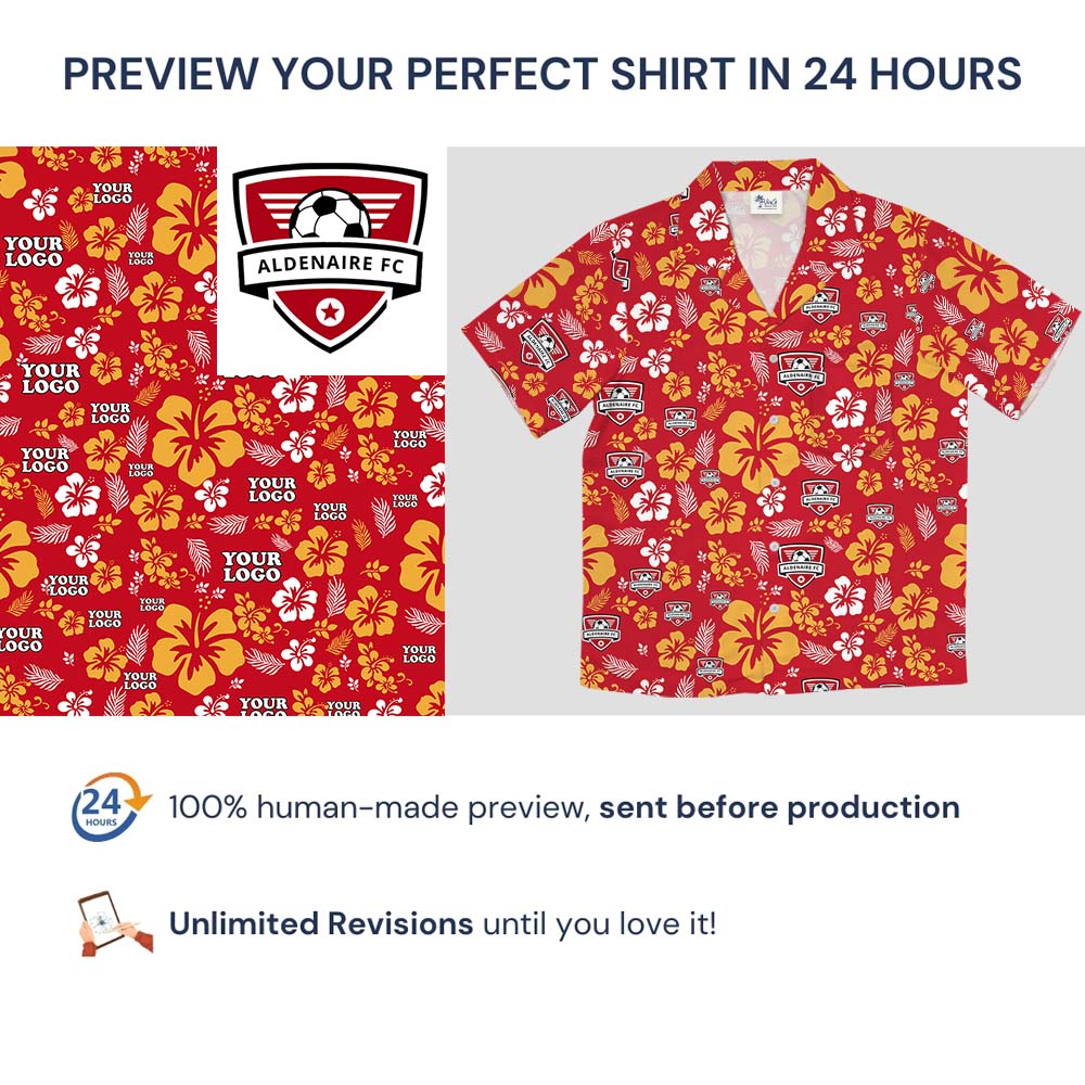 Colorful Hawaiian Button Up Shirt With Logo And Floral