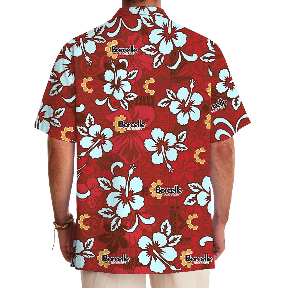 Unique Red Hibiscus Hawaiian Shirt With Custom Logo