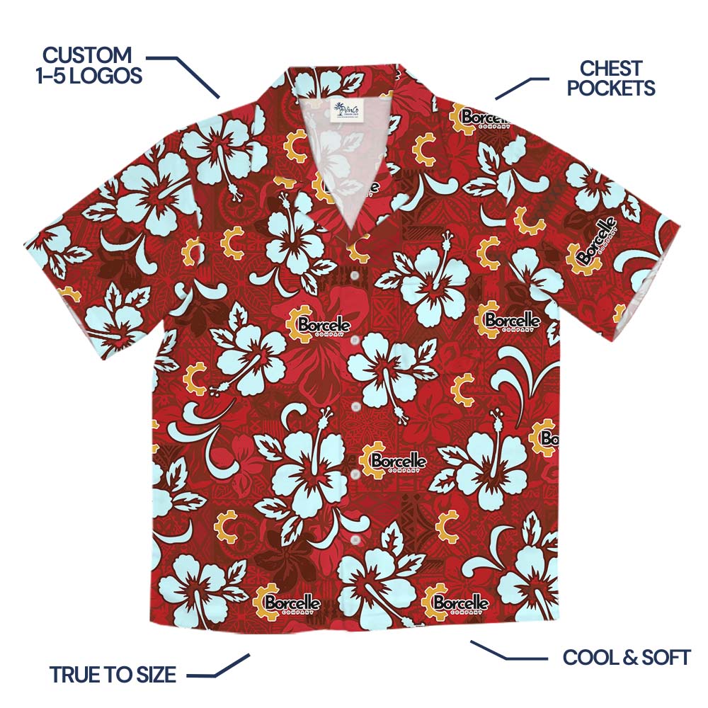 Unique Red Hibiscus Hawaiian Shirt With Custom Logo
