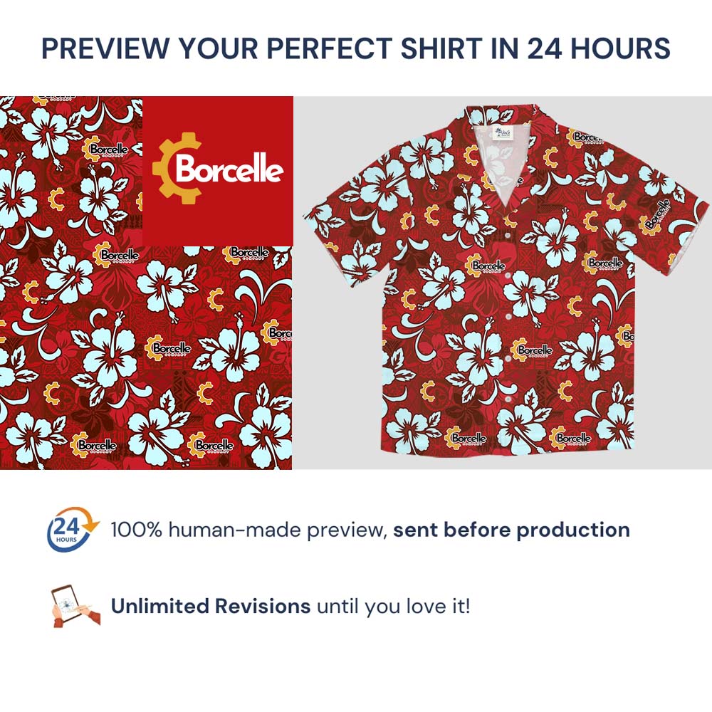 Unique Red Hibiscus Hawaiian Shirt With Custom Logo