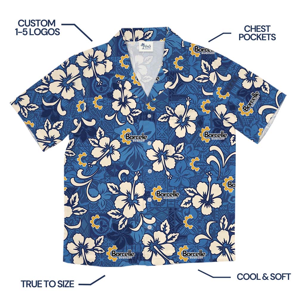 Add Your Logo On Blue Hawaiian Shirt