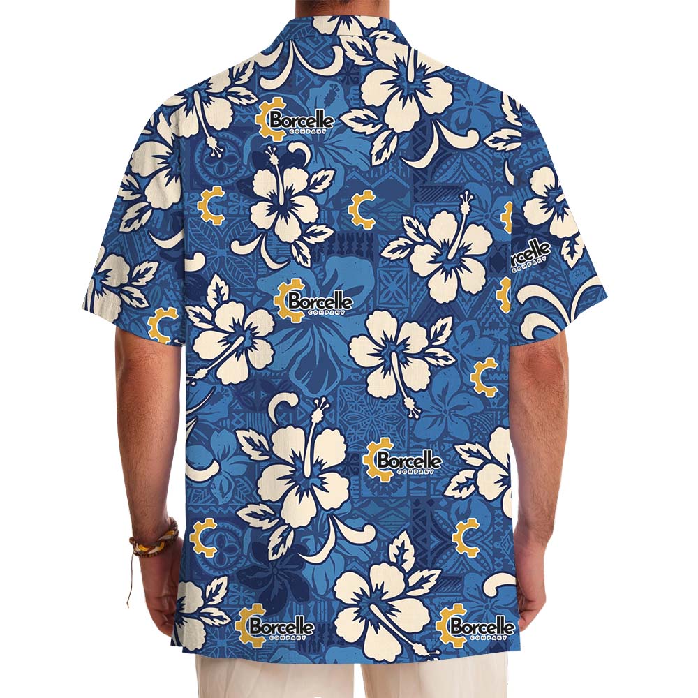 Add Your Logo On Blue Hawaiian Shirt