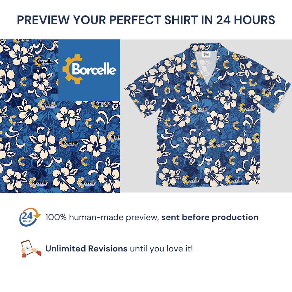 Add Your Logo On Blue Hawaiian Shirt