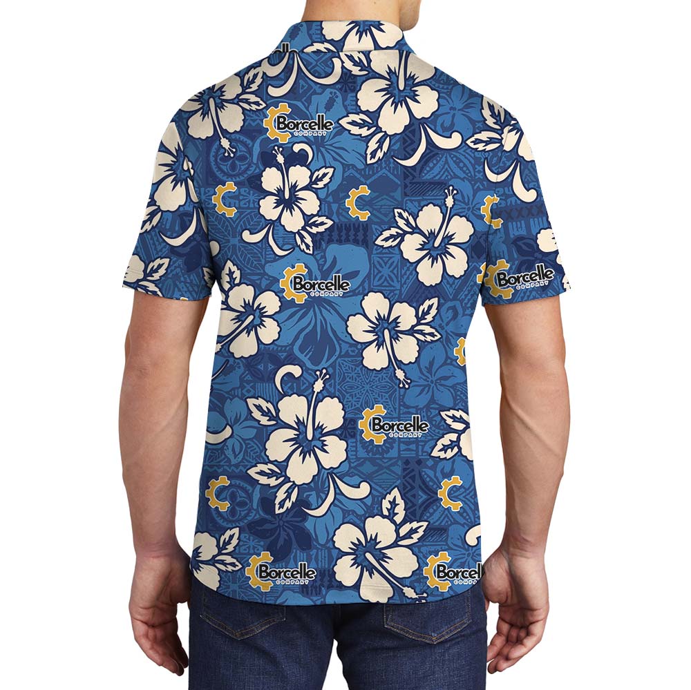 Blue Hibiscus Customized Polo Shirt For Group