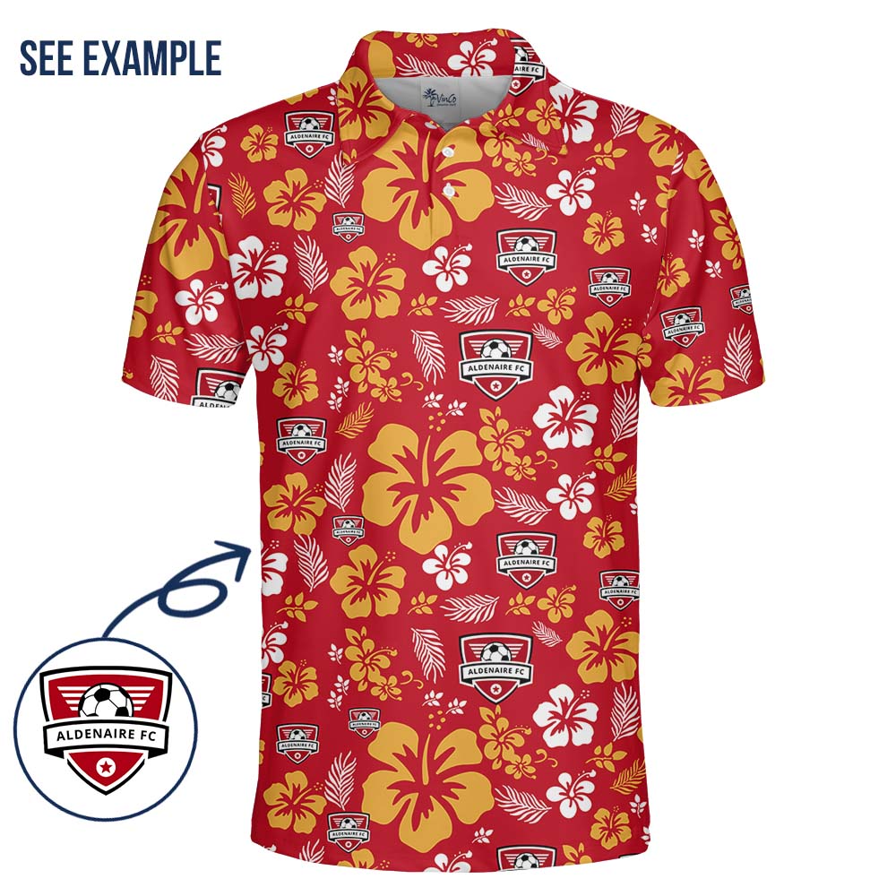 Floral Customize Logo Collared Polo Shirt For Men And Women
