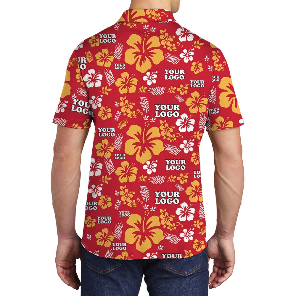 Floral Customize Logo Collared Polo Shirt For Men And Women