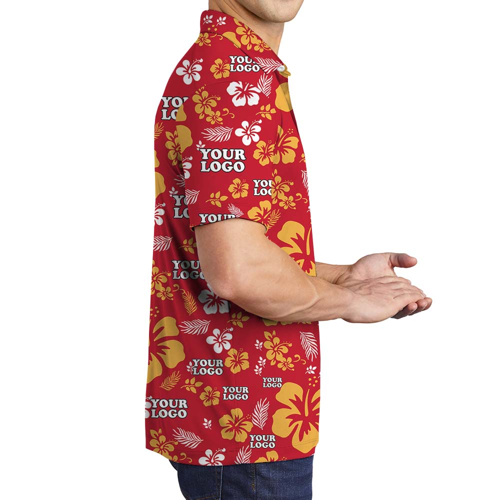 Floral Customize Logo Collared Polo Shirt For Men And Women