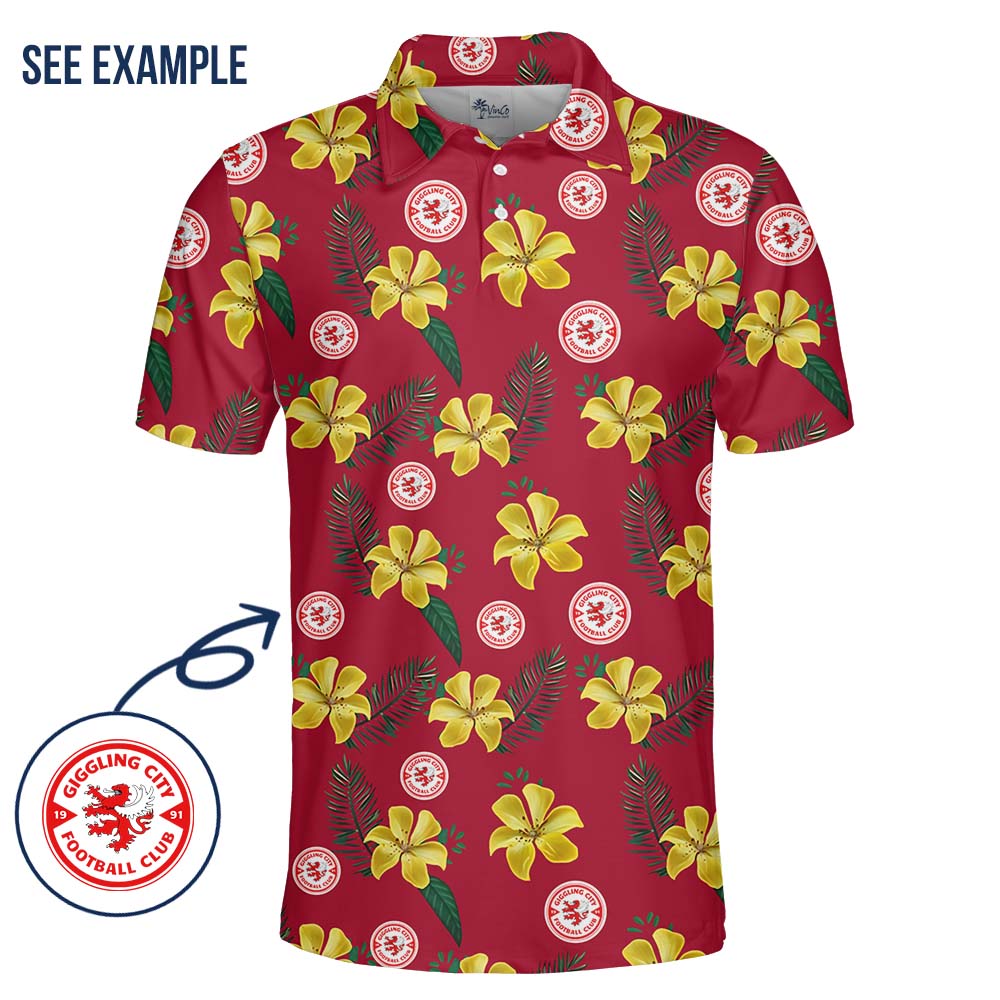 Yellow And Red Floral Custom Logo Collared Polo Shirt