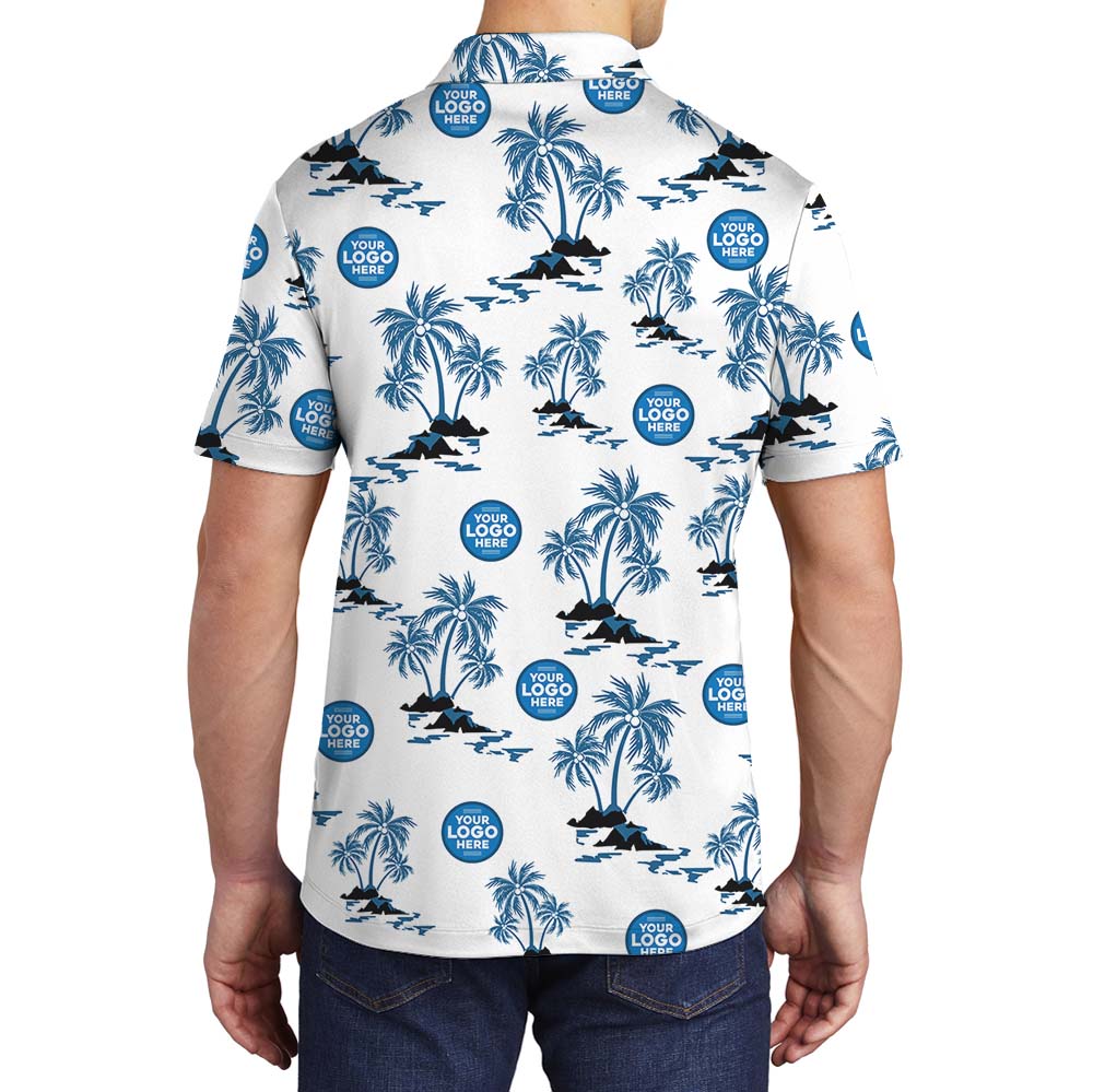 Personalized Logo Collared Polo Shirt With Palm Tree