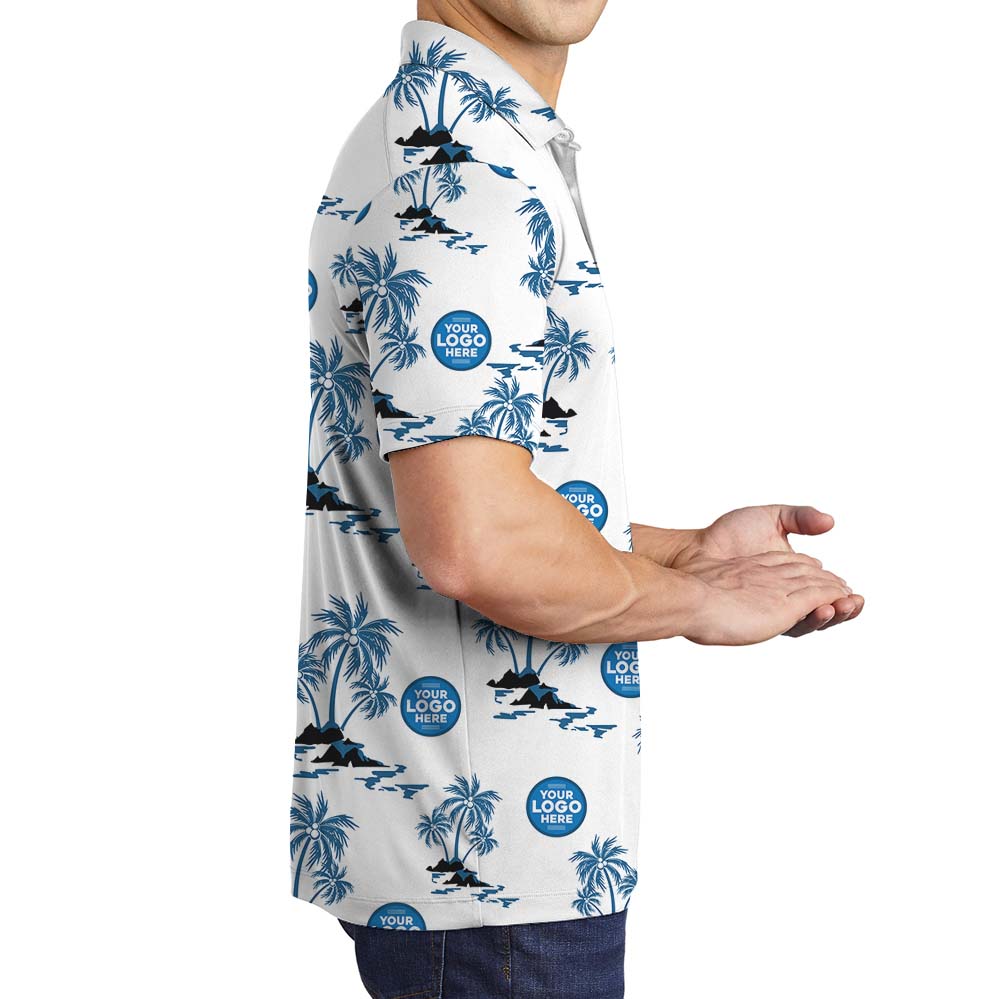 Personalized Logo Collared Polo Shirt With Palm Tree