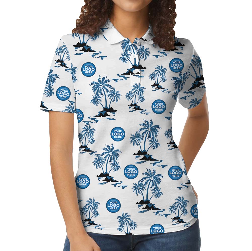 Personalized Logo Collared Polo Shirt With Palm Tree