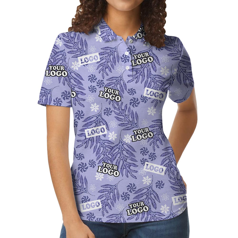 Purple Tropical Polo Shirt With Custom Logo
