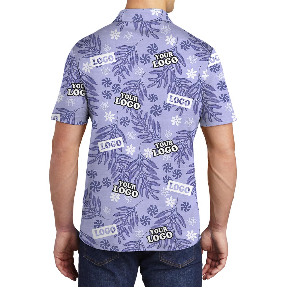 Purple Tropical Polo Shirt With Custom Logo
