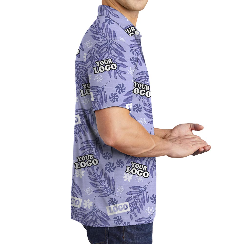 Purple Tropical Polo Shirt With Custom Logo