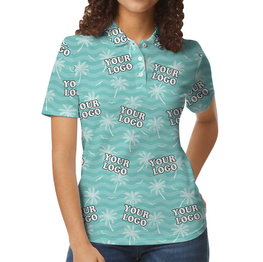 Custom Team Logo Polo Shirt Palm Trees