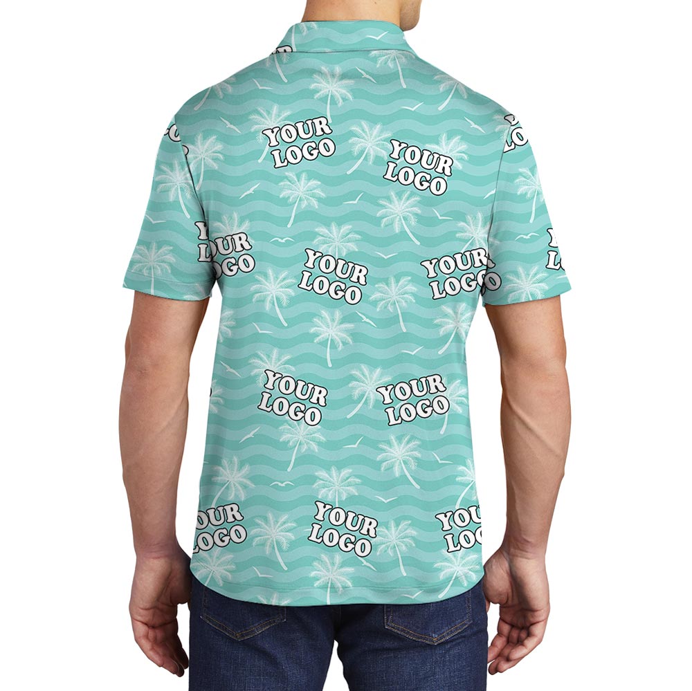 Custom Team Logo Polo Shirt Palm Trees