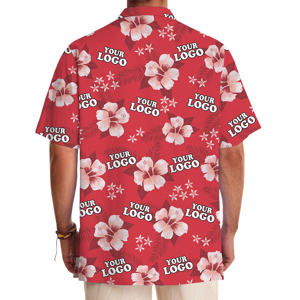 Personalized Red Floral Hawaiian Shirt Custom Logo Bulk Order