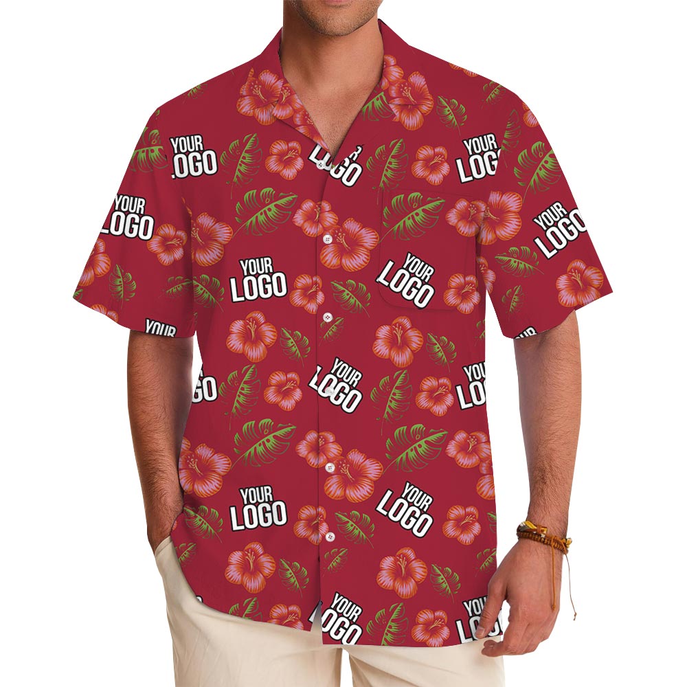 Hibiscus Red Aloha Shirt With Your Company Logo - variant image 1