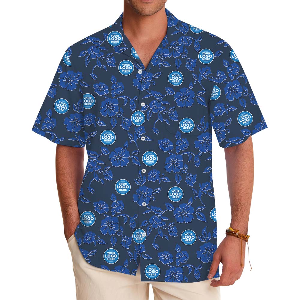 Vintage Blue Floral Customized Hawaiian Shirt - variant image 1