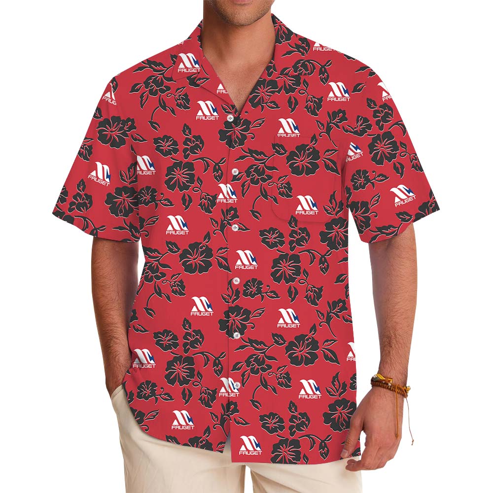 Black And Red Floral Hawaiian Shirt With Personalized Logo - variant image 1