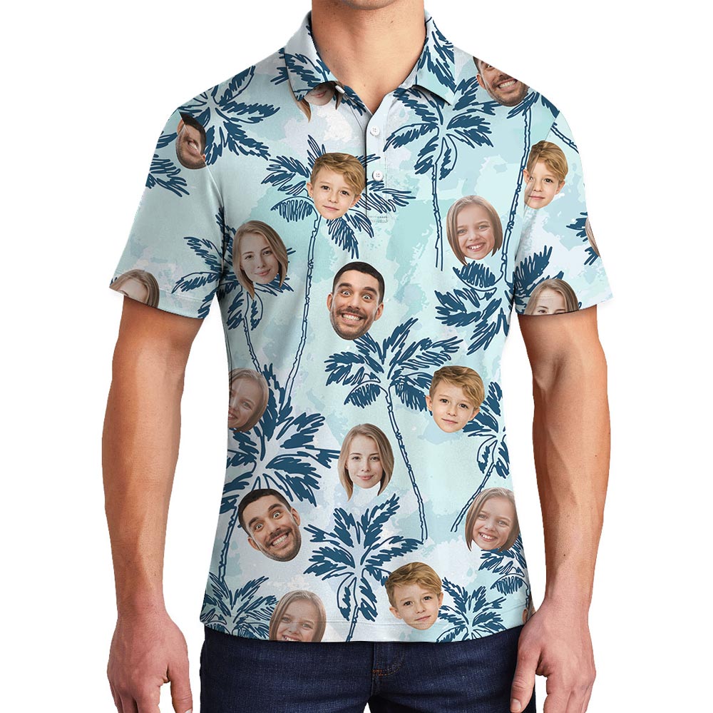 Custom Face Palms Hawaiian Polo Shirt With Preview - variant image 1