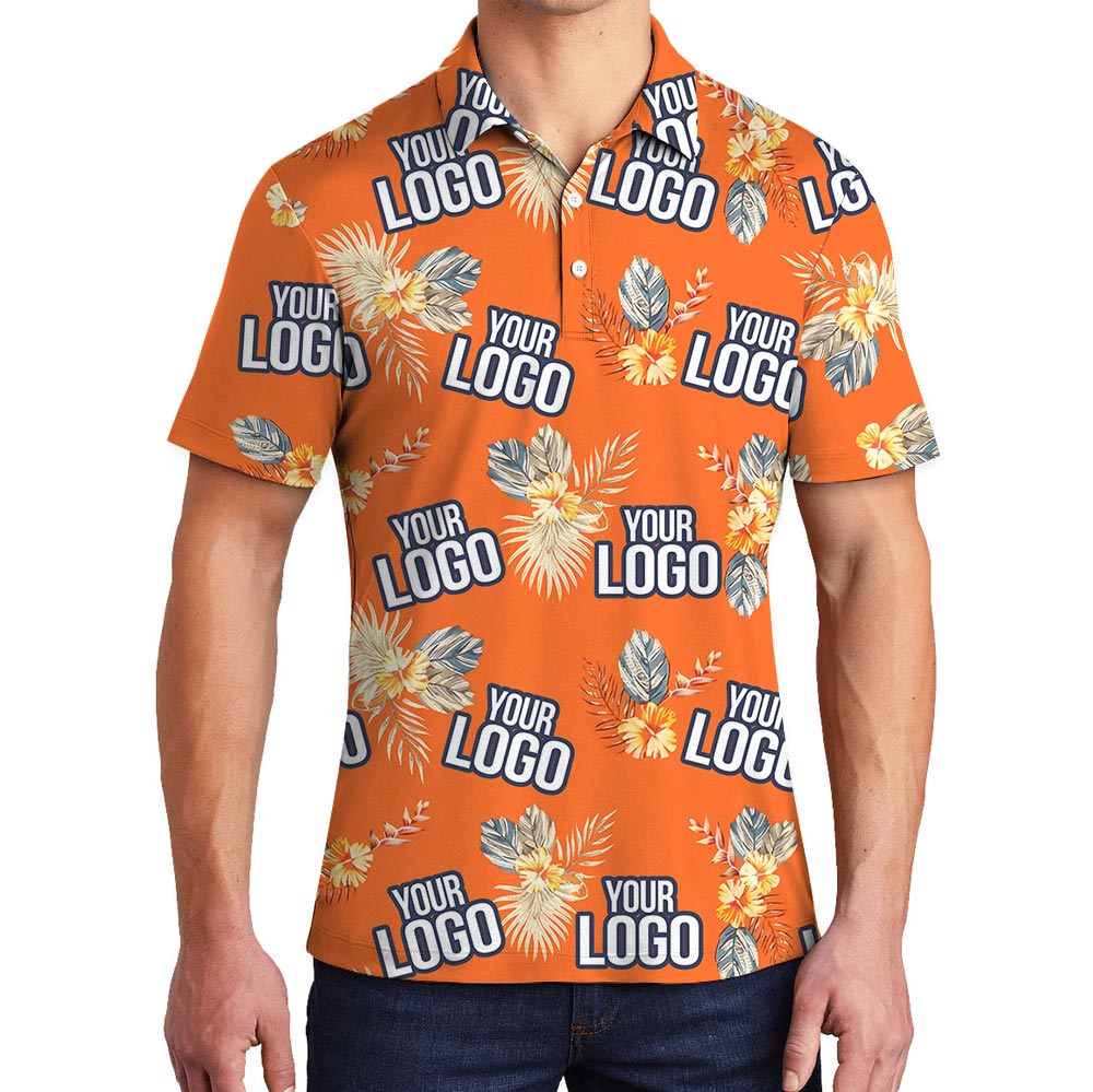 Personalized Orange Flowers Polo Hawaiian Shirt For Team - variant image 1