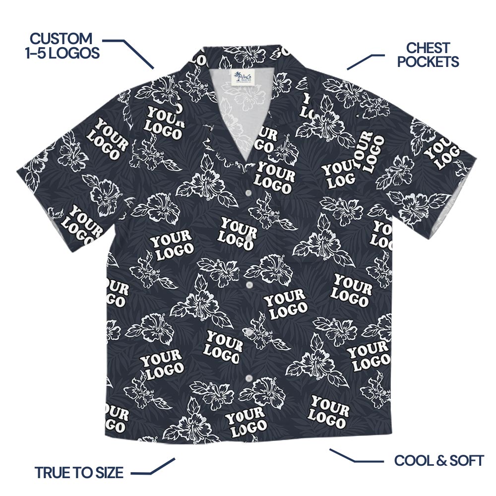 Bulk Order Navy Team Hawaiian Shirt Custom Logo