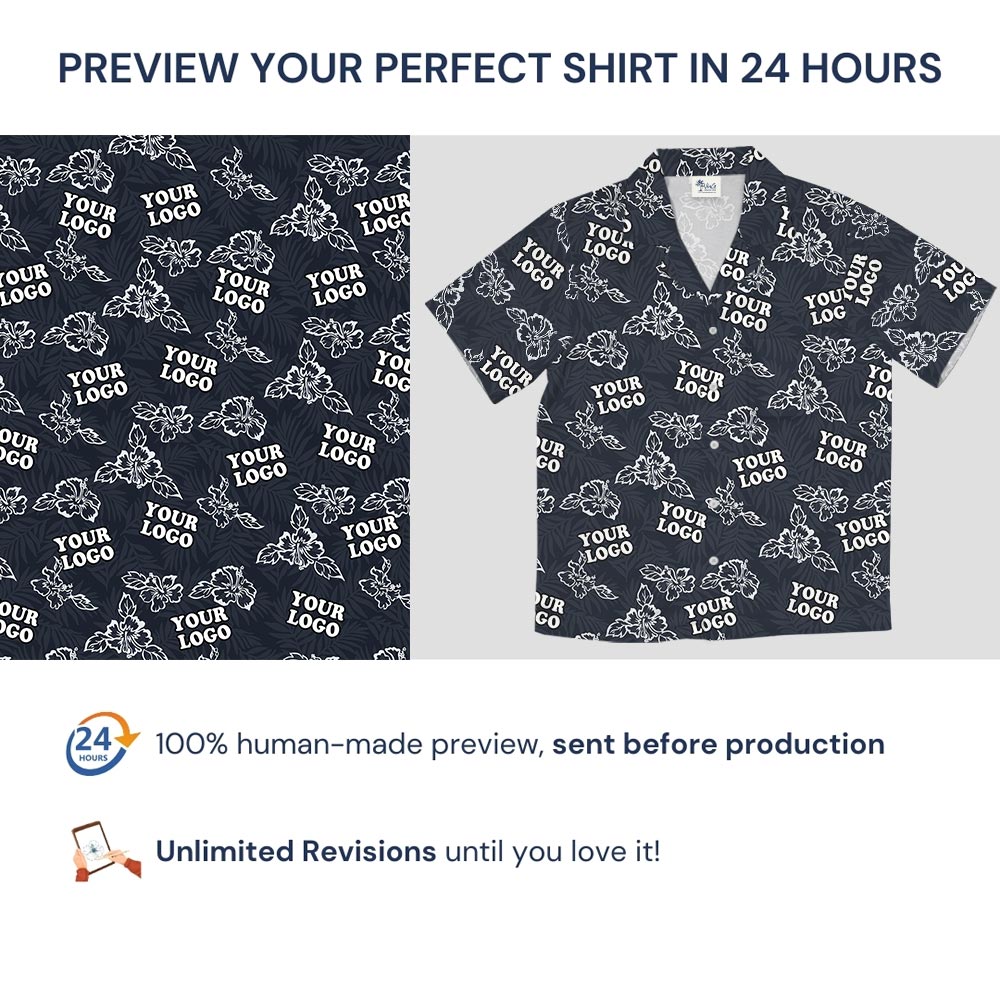 Bulk Order Navy Team Hawaiian Shirt Custom Logo