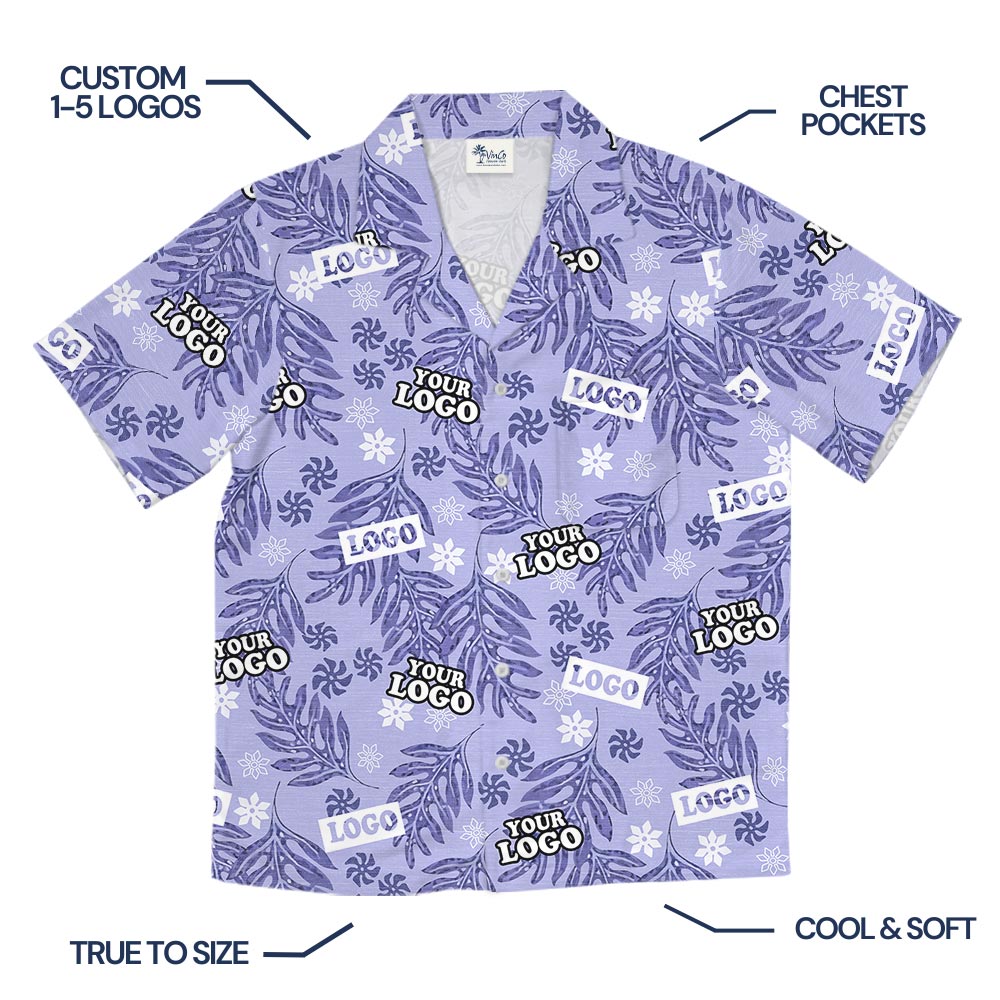 Custom Logo Purple Hawaiian Shirt Bulk No Minimum