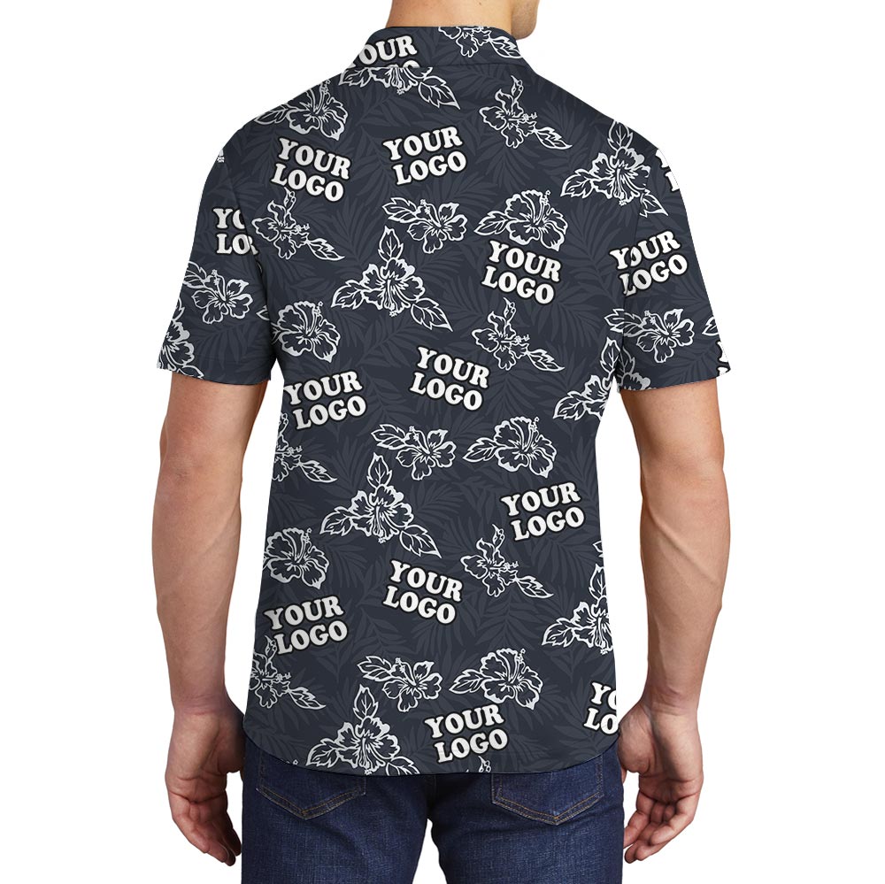Bulk Order Navy Floral Polo Shirt Custom Any Logo