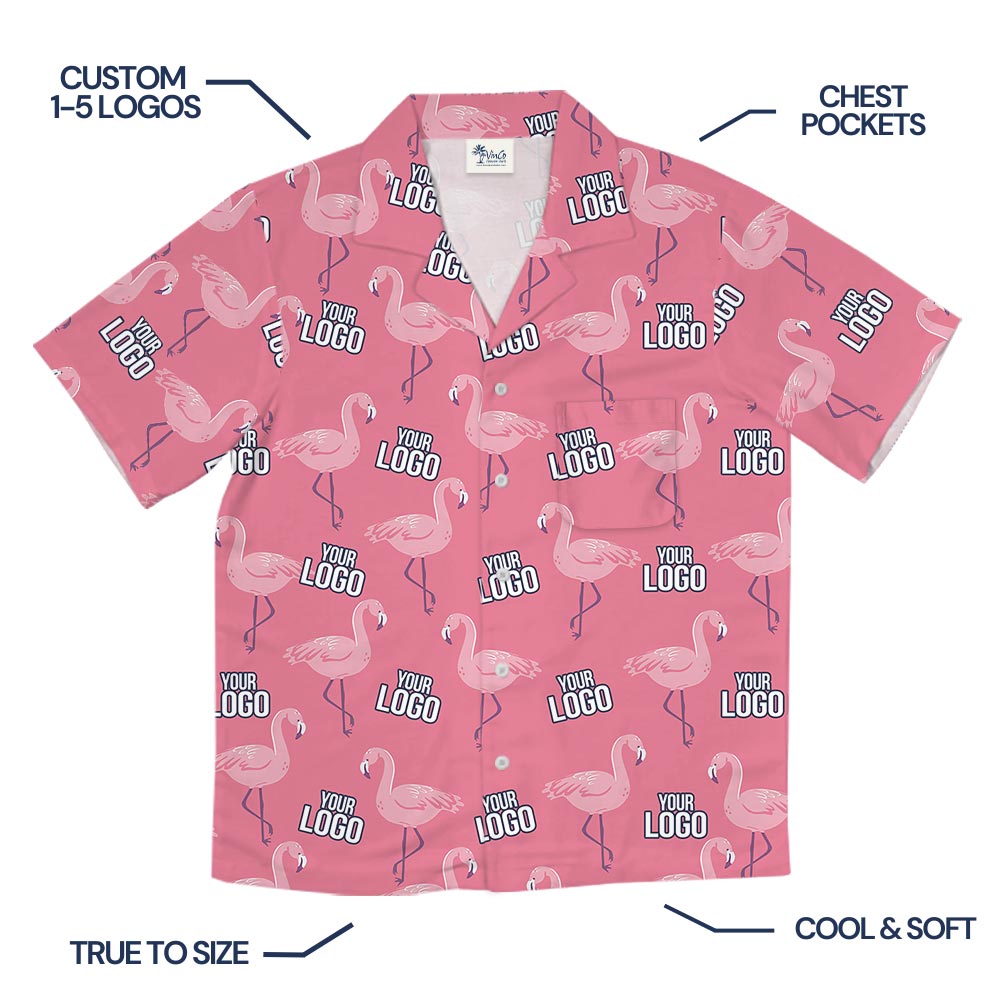 Pink Flamingo Hawaiian Shirt Custom Logo Bulk Order