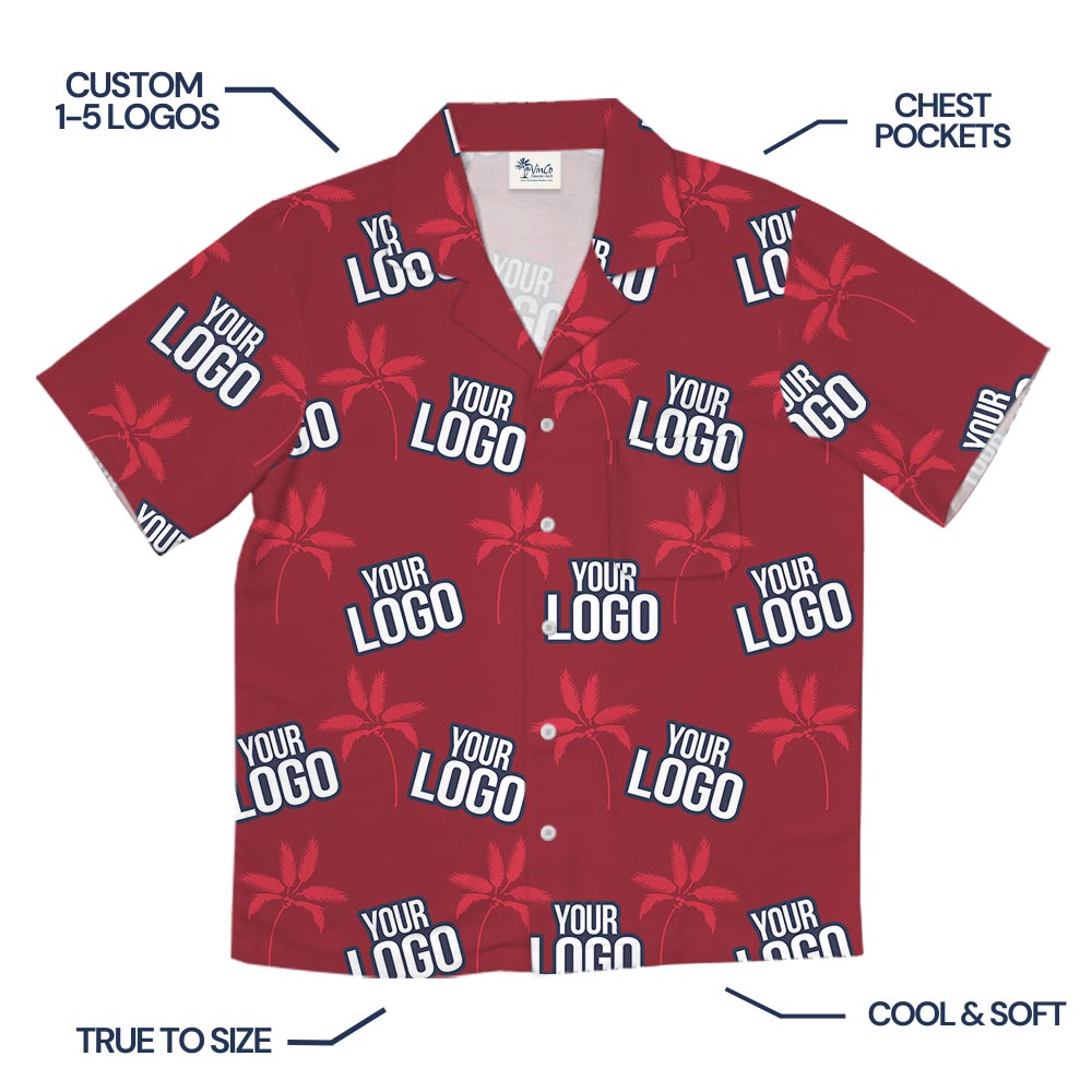 Personalized Logo Red Hawaiian Shirt For Corporate