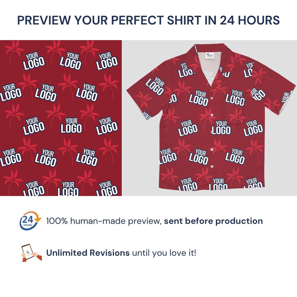 Personalized Logo Red Hawaiian Shirt For Corporate