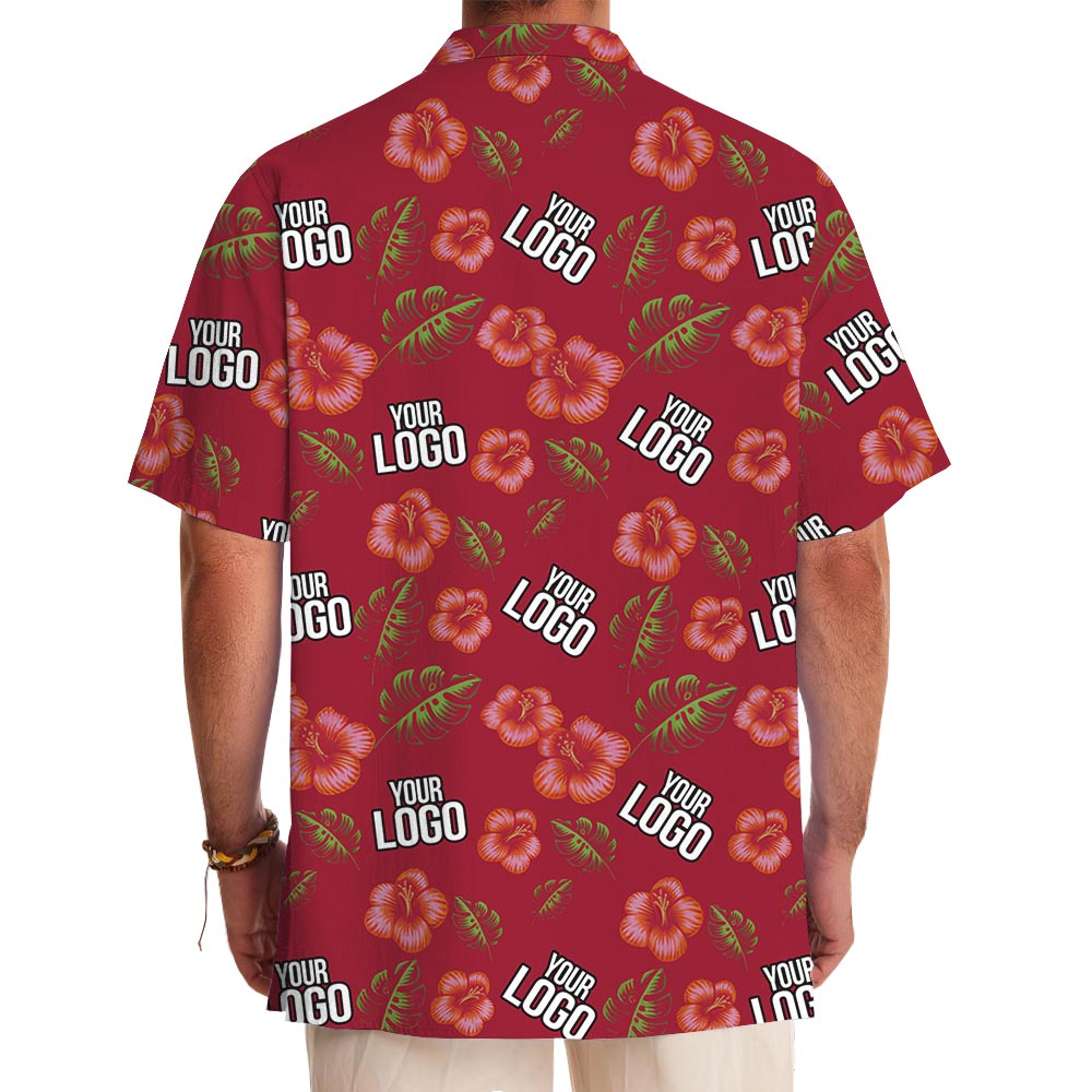 Hibiscus Red Aloha Shirt With Your Company Logo
