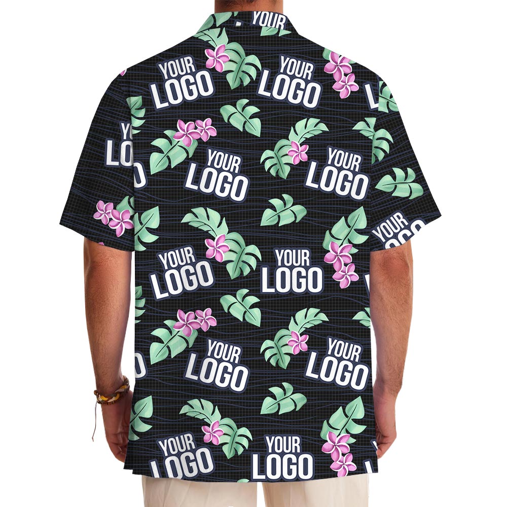 Black Plumeria Tropical Hawaiian Shirt Custom Logo