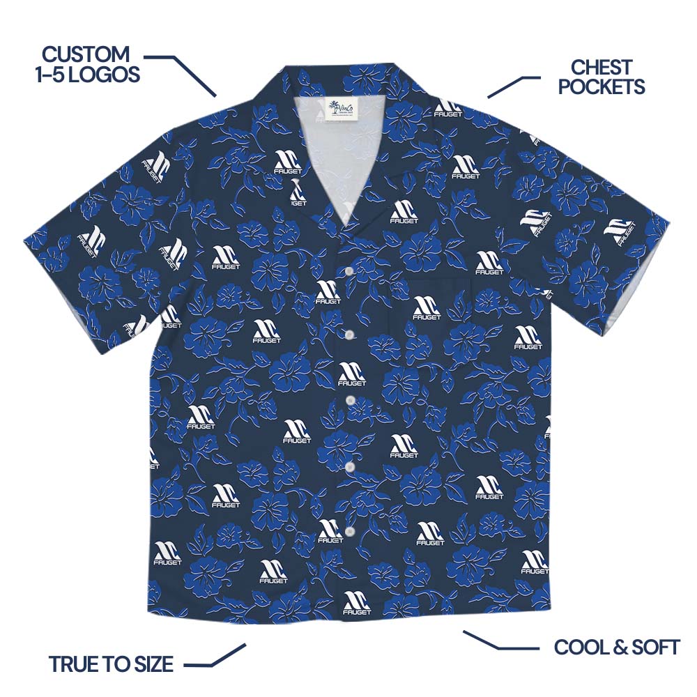 Vintage Blue Floral Customized Hawaiian Shirt