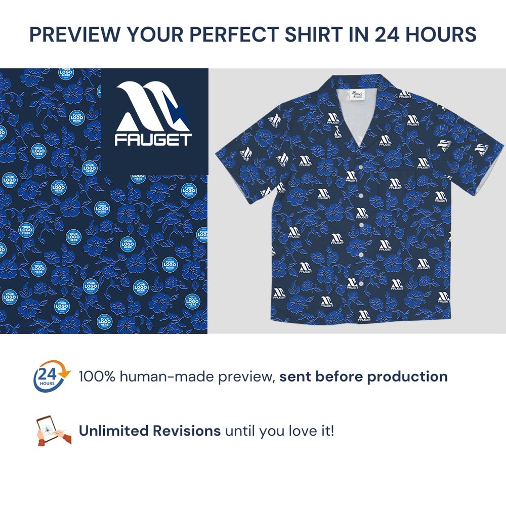 Vintage Blue Floral Customized Hawaiian Shirt