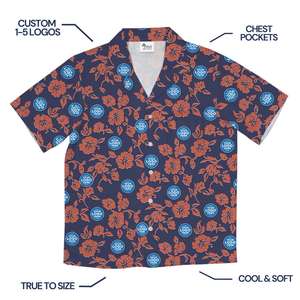 Vintage Floral Hawaiian Shirt With Logo Or Face