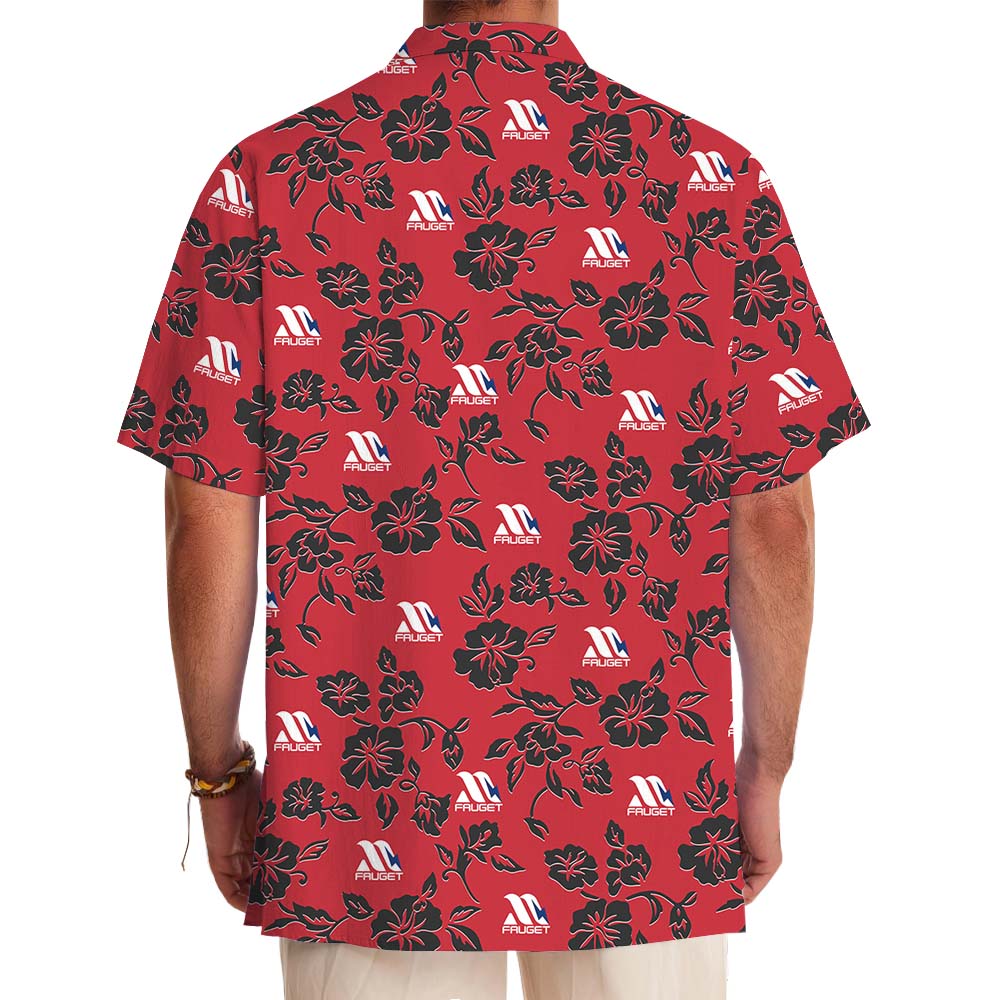 Black And Red Floral Hawaiian Shirt With Personalized Logo
