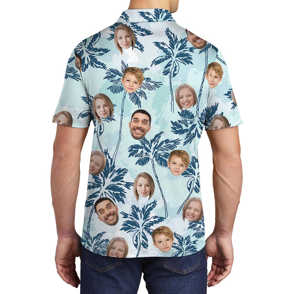 Custom Face Palms Hawaiian Polo Shirt With Preview