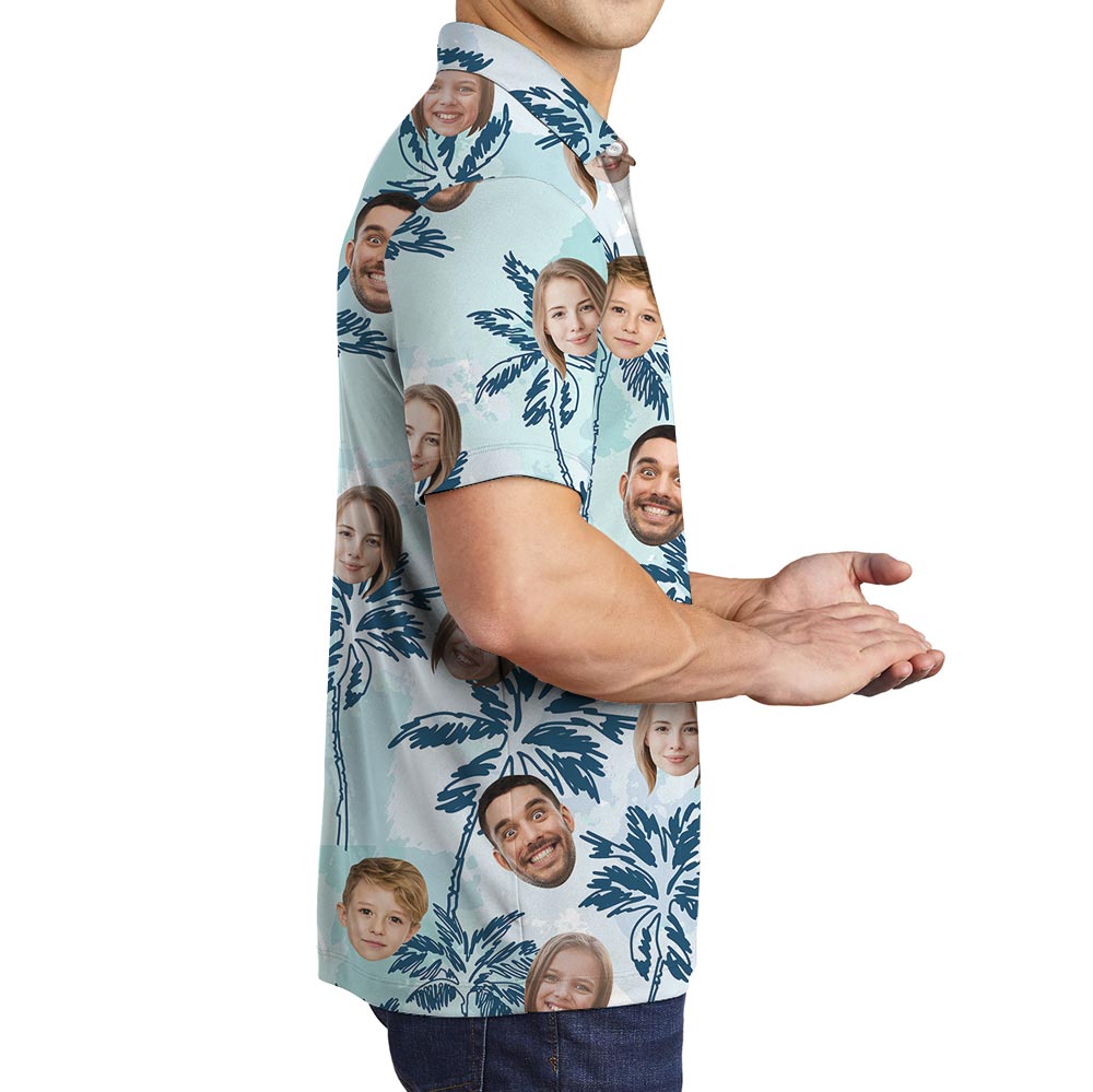 Custom Face Palms Hawaiian Polo Shirt With Preview