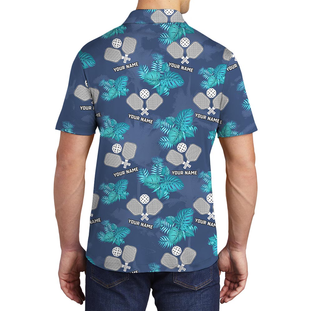Custom Logo Pickleball Team Tropical Polo Navy