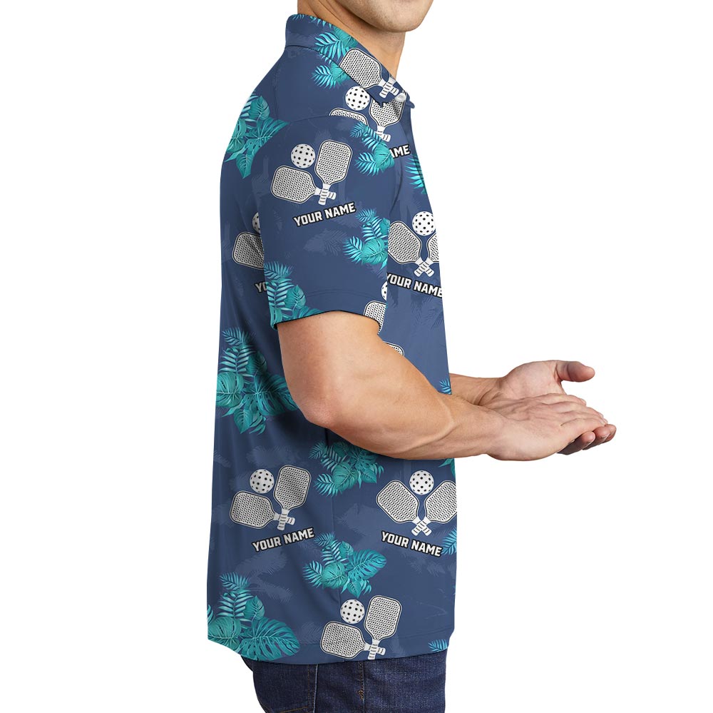 Custom Logo Pickleball Team Tropical Polo Navy